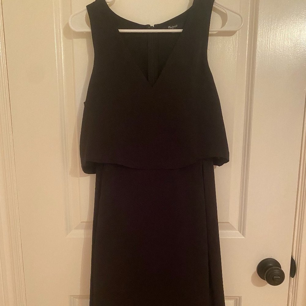 Madewell Black Luminous Overlay Dress Sleeveless V-Neck